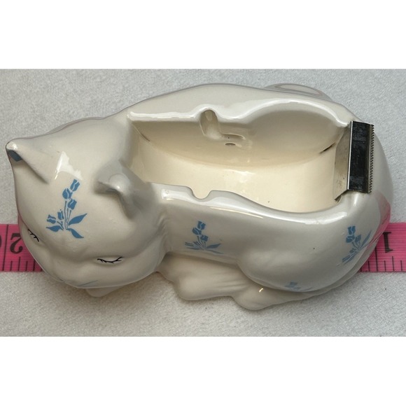Vintage Ceramic 1940-1970's Sleeping Kitty Cat Tape Dispenser Made In Taiwan ROC - Picture 9 of 9